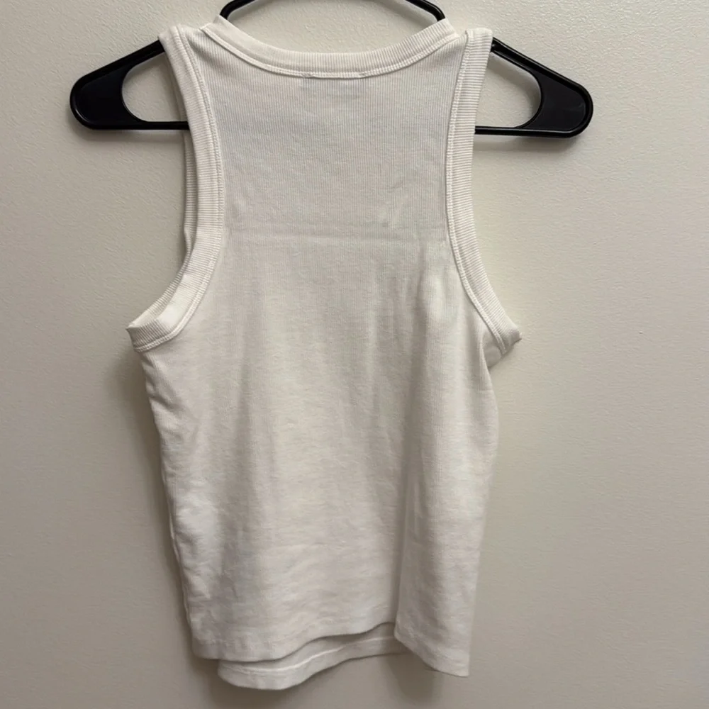 Zara White Rhinestone Ribbed Tank Top - Picture 5 of 9